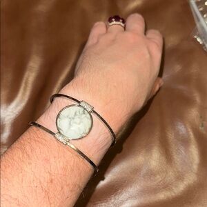 Elegant Silver and White Marble Bracelet